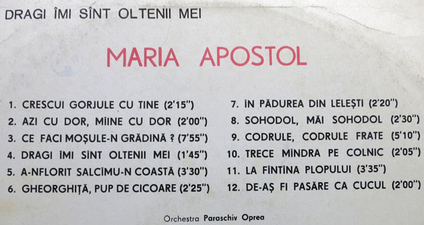 télécharger l'album Maria Apostol - Dragi Îmi Sînt Oltenii Mei