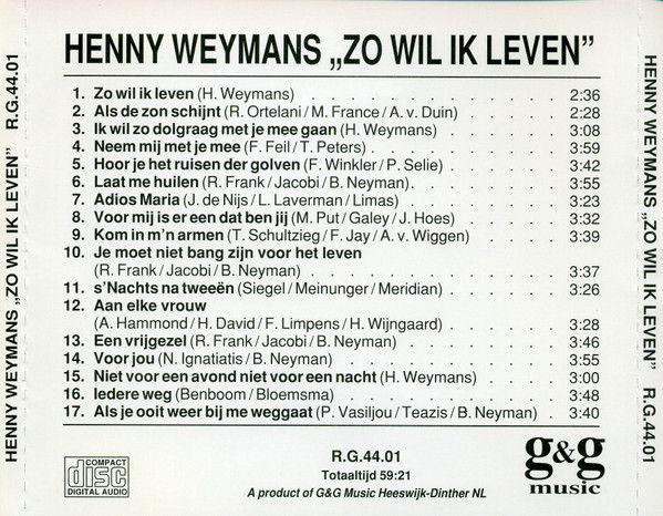 Album herunterladen Henny Weymans - Zo Wil Ik Leven