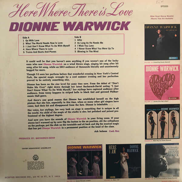 Dionne Warwick - Here, Where There Is Love | Scepter Records (SPS-555) - 2