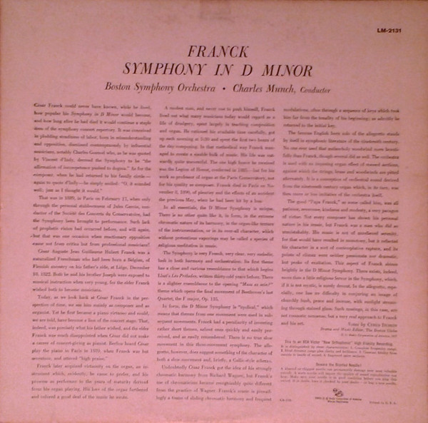 lataa albumi Franck Munch, Boston Symphony - Symphony In D Minor