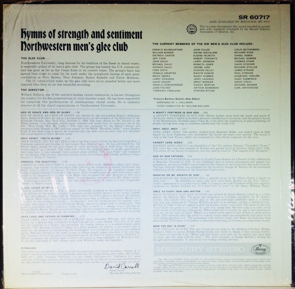 télécharger l'album Northwestern Men's Glee Club - Hymns Of Strength And Sentiment