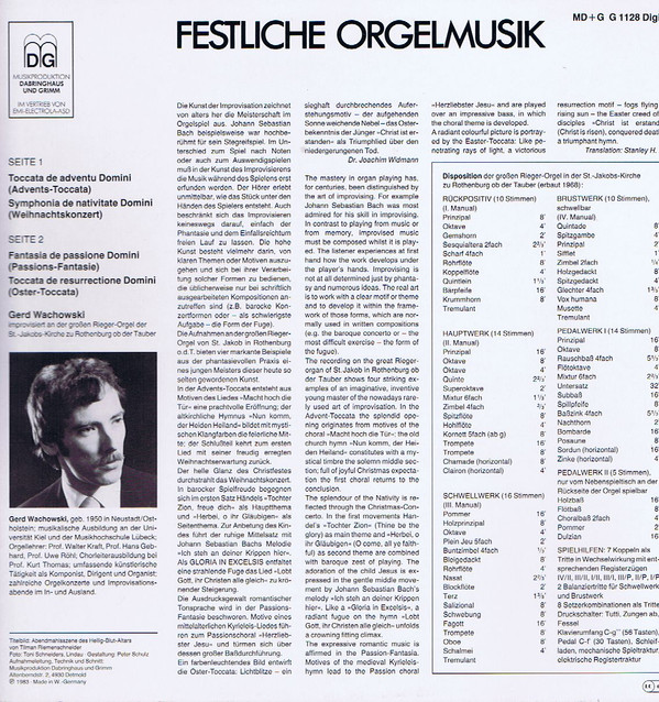last ned album Gerd Wachowski - Festliche Orgelmusik Advent Weihnachten Passion Ostern