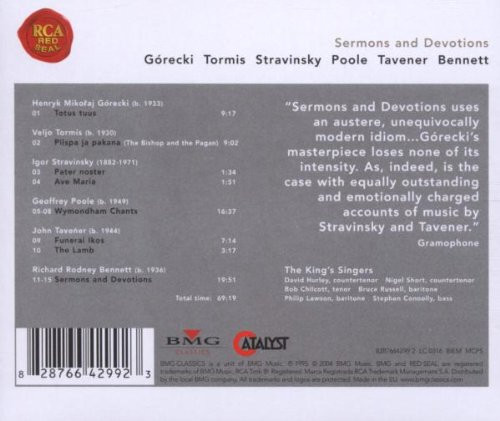 lataa albumi Górecki Tormis Stravinsky Poole Tavener Bennett The King's Singers - Sermons And Devotions