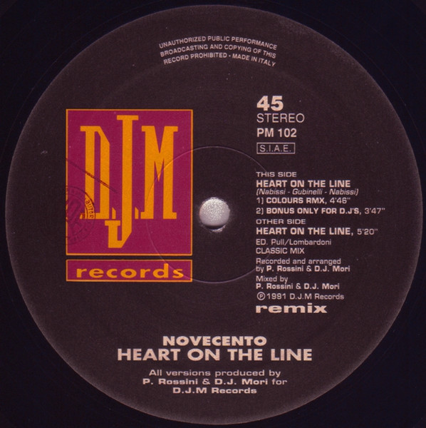 Novecento – Heart On The Line (1991, Vinyl) - Discogs