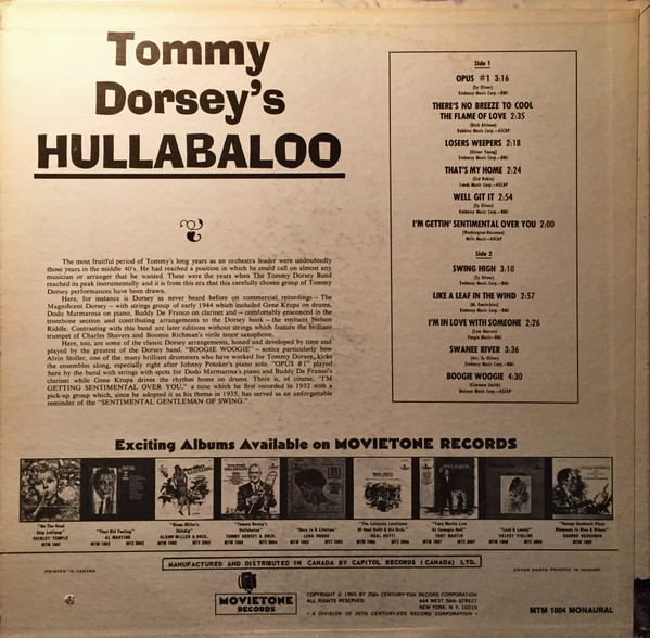 Album herunterladen Tommy Dorsey And His Orchestra - Hullabaloo