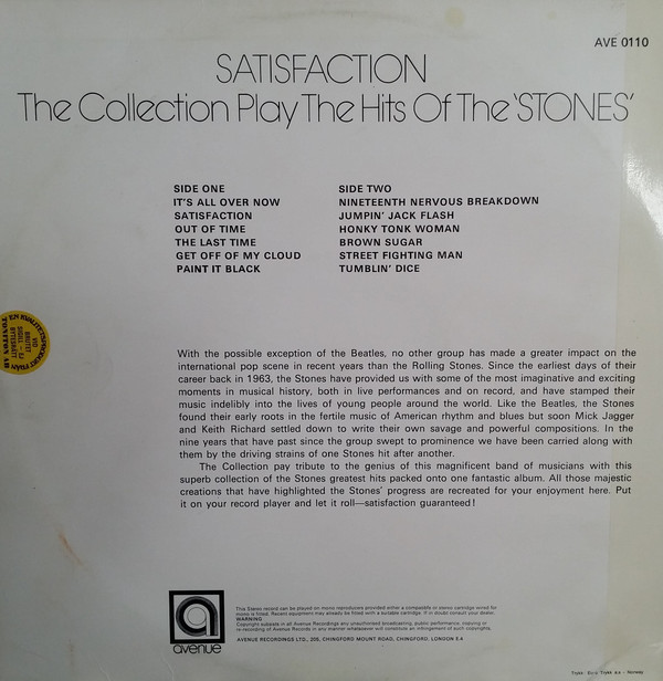 lataa albumi The Collection - Satisfaction The Collection Play The Hits Of The Rolling Stones