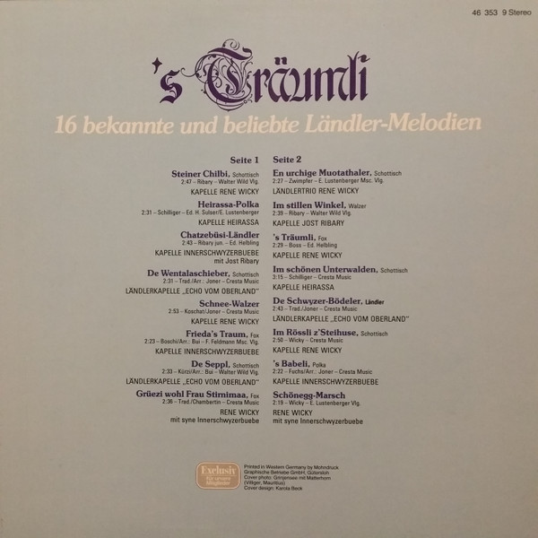 télécharger l'album Various - s Träumli 16 Bekannte Und Beliebte Ländler Melodien