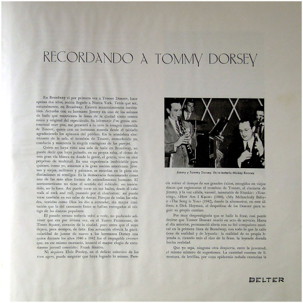 ladda ner album Tommy Dorsey - Recordando A Tommy Dorsey
