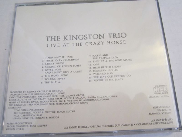 last ned album The Kingston Trio - Live At The Crazy Horse