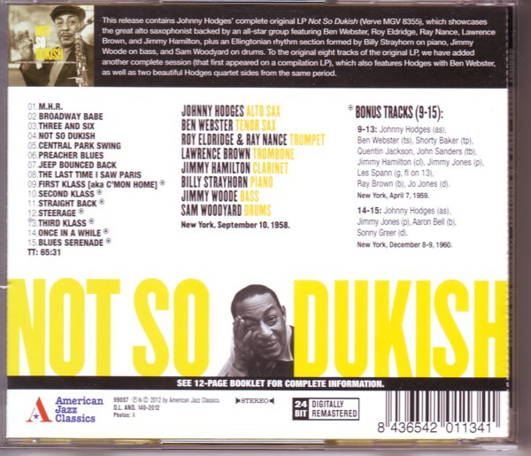 lataa albumi Johnny Hodges Featuring Ben Webster - Not So Dukish