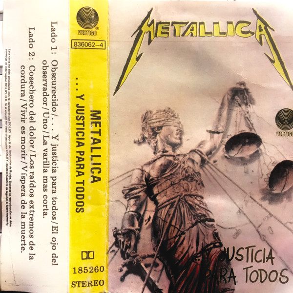 Álbum clásico de Heavy Metal Y Justicia Para todos de Metallica en