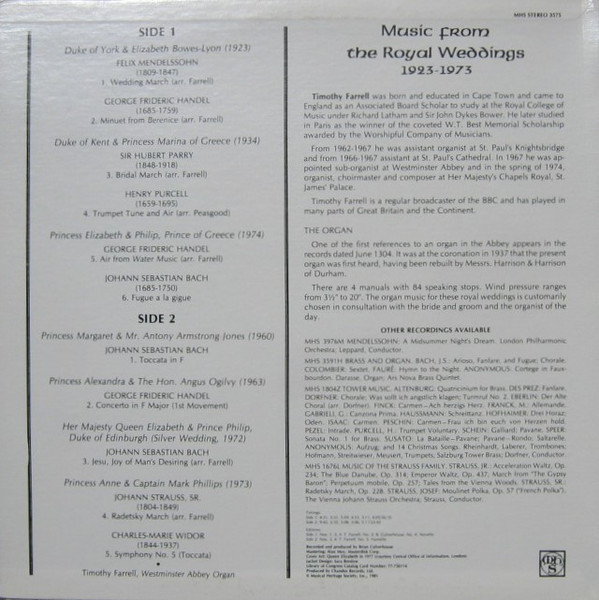 descargar álbum Timothy Farrell - Music From Royal Weddings 1923 1973