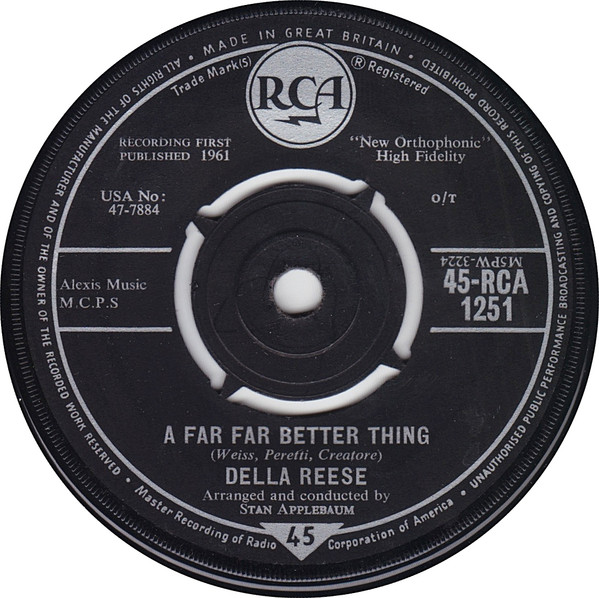 Della Reese A Far Far Better Thing 1961 Vinyl Discogs