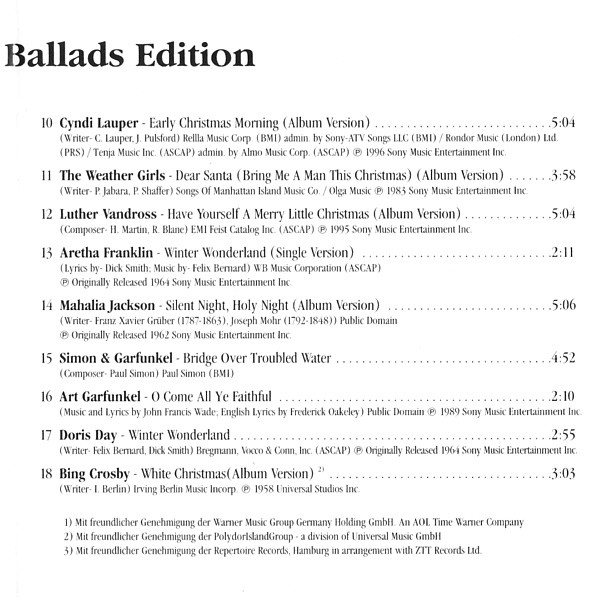 last ned album Various - Christmas Ballads Edition Die Zärtlichsten Songs Zur Weihnachtszeit