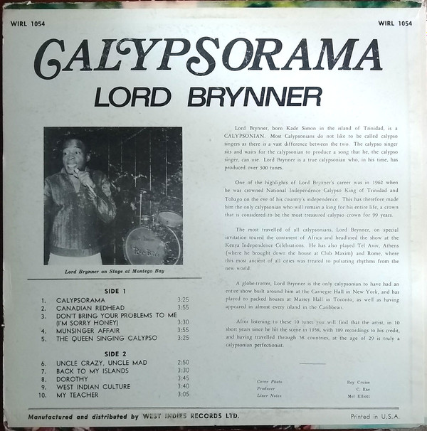 baixar álbum Lord Brynner accompanied by The Calypsorama Orchestra - Calypsorama