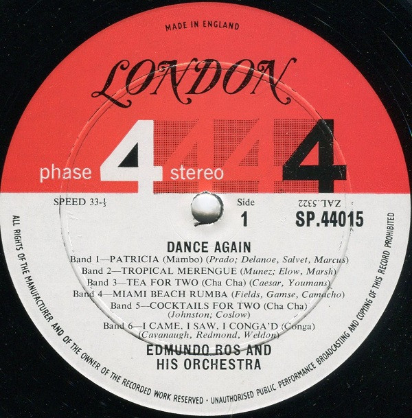 Edmundo Ros And His Orchestra - Dance Again | London Records (SP 44015) - 5