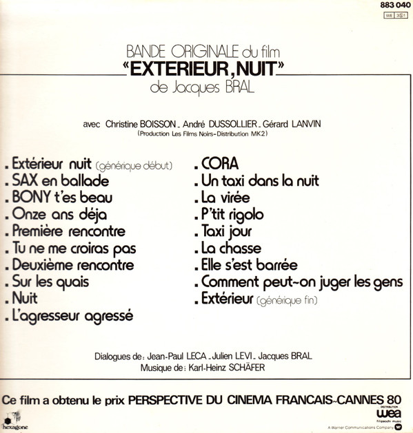 last ned album KarlHeinz Shafer - Bande Originale Du Film Extérieur Nuit