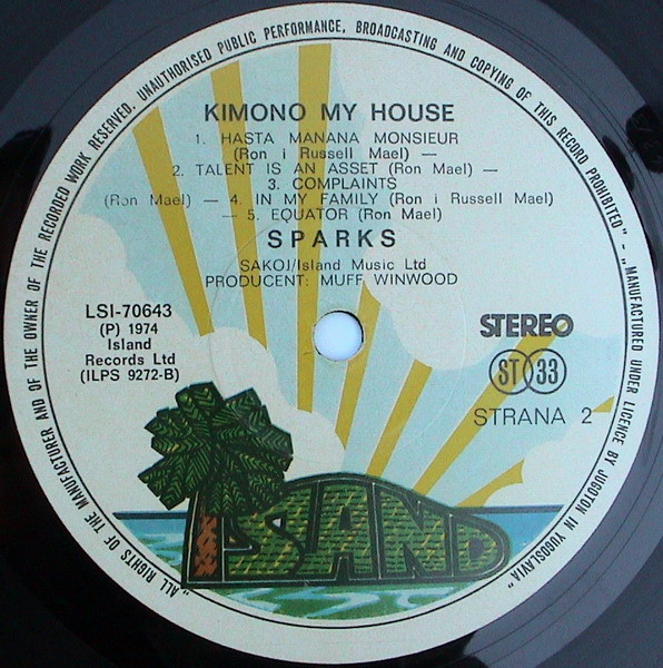 Sparks – Kimono My House (1974, Vinyl) - Discogs