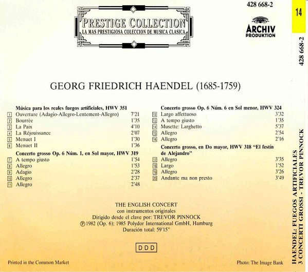 last ned album Handel Trevor Pinnock, The English Concert - Música Para Los Reales Fuegos Artificiales 3 Concerti Grossi