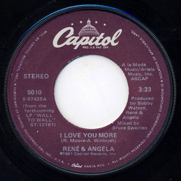 René & Angela – I Love You More (1981, Vinyl) - Discogs