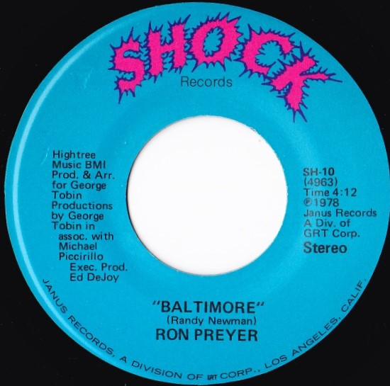 Ron Preyer – Baltimore / If You Don't Want My Love (1978, Vinyl