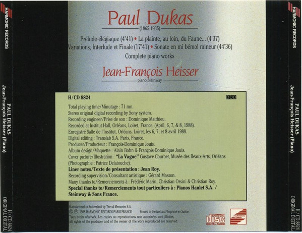 baixar álbum Paul Dukas, JeanFrançois Heisser - Prélude Elégiaque La Plainte Au Loin Du Faune