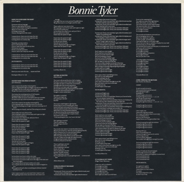 Bonnie Tyler - Faster Than The Speed Of Night | Columbia (PCC-90683) - 5