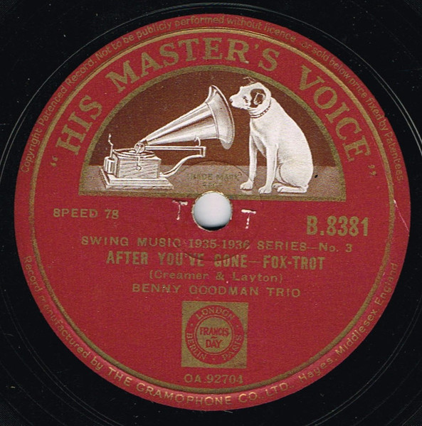 Benny Goodman Trio – After You've Gone / Body And Soul (1943, TT 