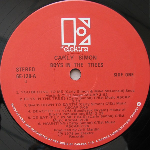 Carly Simon - Boys In The Trees | Elektra (6E-128) - 4