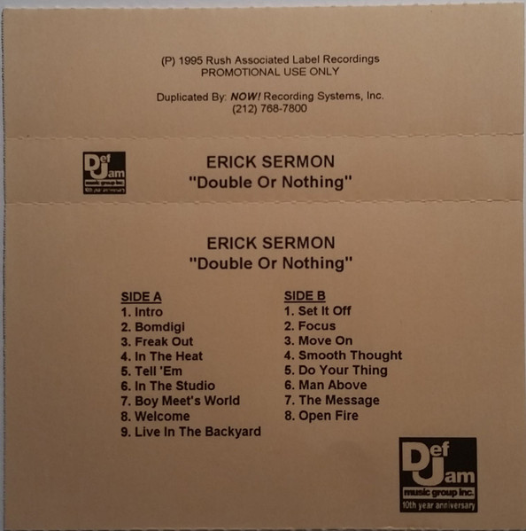 Erick Sermon – Double Or Nothing (1995, Cassette) - Discogs