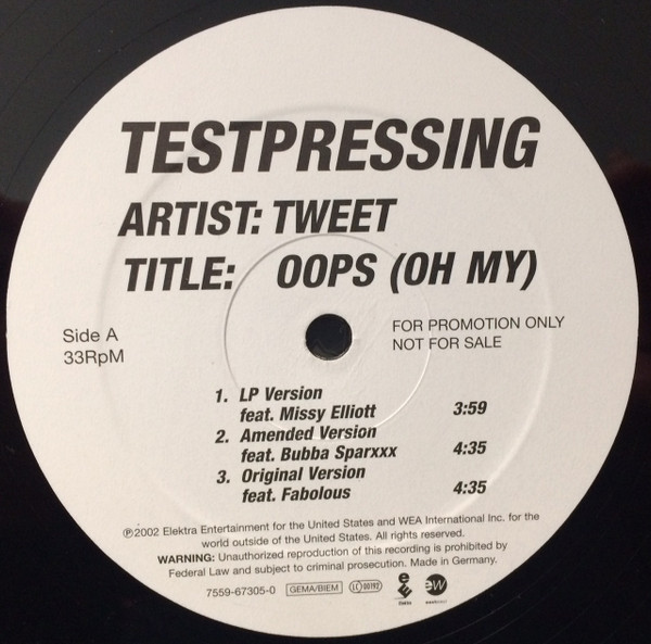 Tweet – Oops (Oh My) (2002, Vinyl) - Discogs