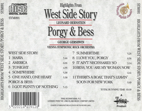 descargar álbum Leonard Bernstein, George Gershwin - Hightlights From West Side Story and Porgy Bess