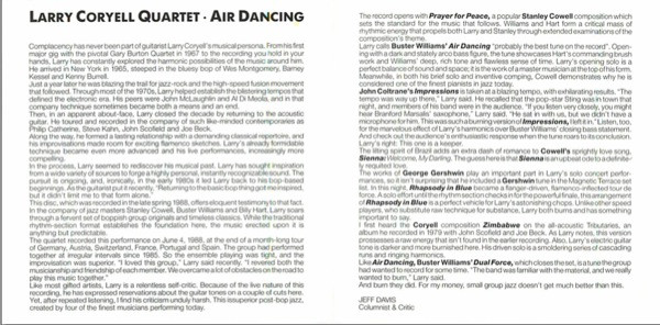 last ned album Larry Coryell Quartet - Air Dancing