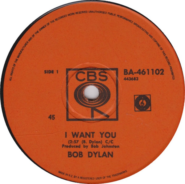 Bob Dylan – I Want You (1966, Vinyl) - Discogs