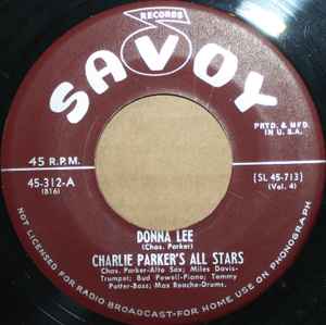 The Charlie Parker All-Stars - Donna Lee / Steeplechase album cover