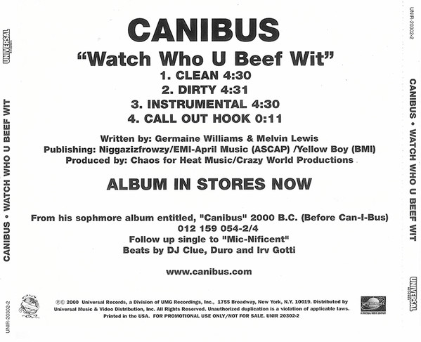 télécharger l'album Canibus - Watch Who You Beef Wit