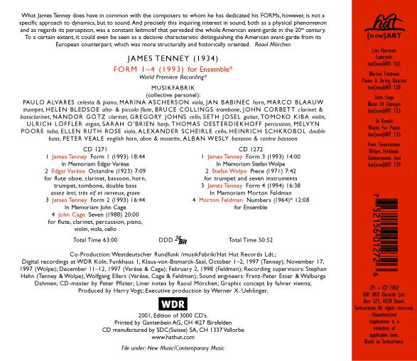 baixar álbum James Tenney musikFabrik - Forms 1 4 In Memoriam Edgar Varèse John Cage Stefan Wolpe Morton Feldman