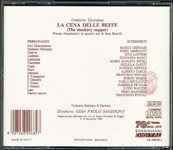 télécharger l'album Umberto Giordano Fabio Armiliato, Rita Lantieri, Marco Chingari, Gian Paolo Sanzogno - La Cena Delle Beffe