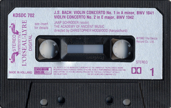 Album herunterladen Johann Sebastian Bach Jaap Schröder, Christopher Hirons, The Academy Of Ancient Music, Christopher Hogwood - Violin Concertos 1 2 Concerto For 2 Violins