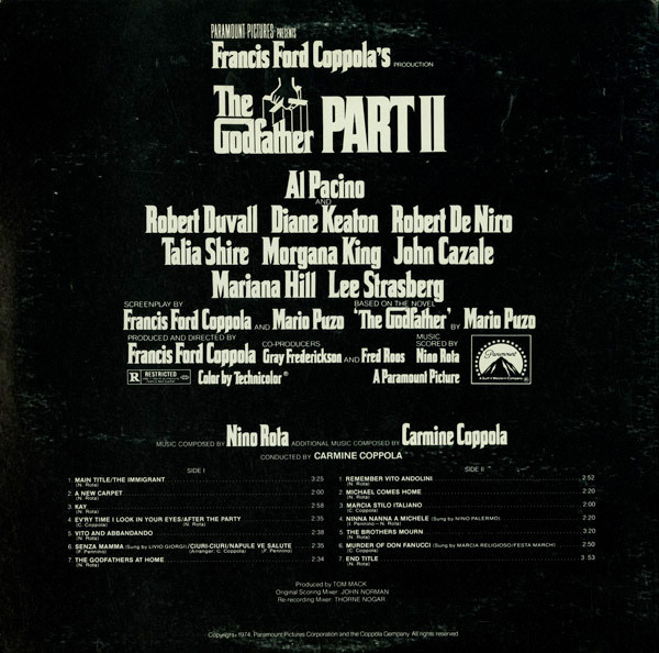 descargar álbum Nino Rota - The Godfather Part II Original Soundtrack Recording
