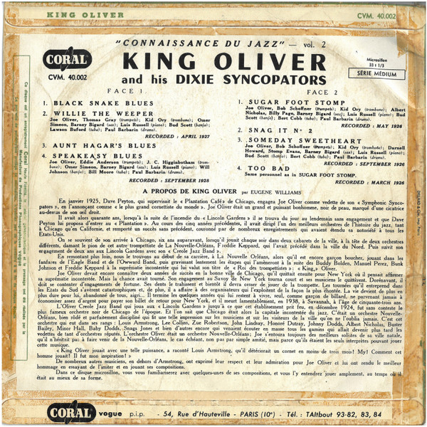 lataa albumi King Oliver And His Dixie Syncopators - King Oliver And His Dixie Syncopators