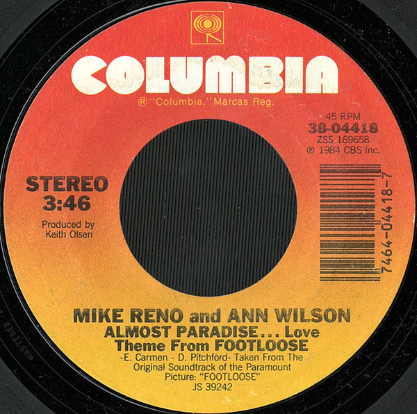 Mike Reno & Ann Wilson- Almost Paradise 1984 From vinyl