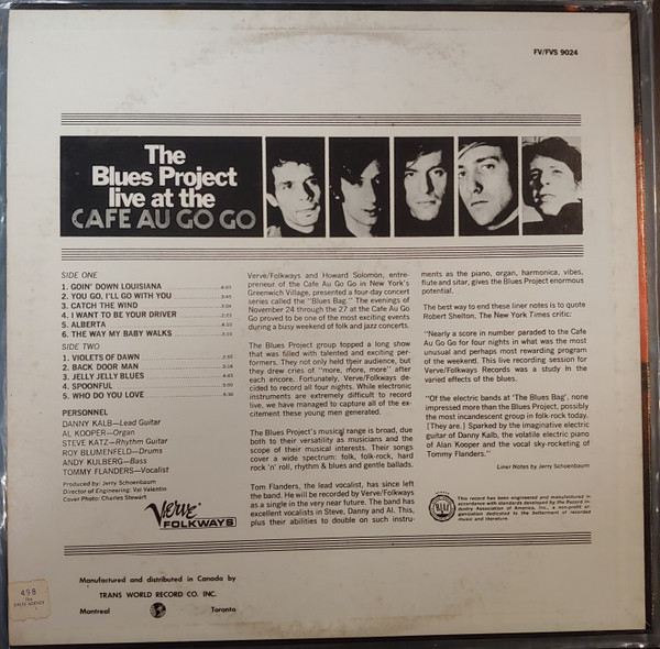 The Blues Project - Live At The Cafe Au Go Go | Verve Folkways (FV 9024) - 2