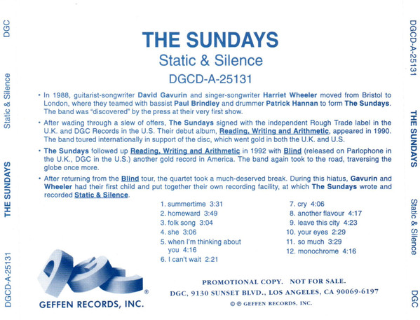 The Sundays – Static & Silence (1997, CD) - Discogs