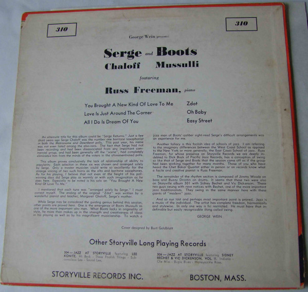 last ned album Serge Chaloff and Boots Mussulli featuring Russ Freeman - George Wein Presents