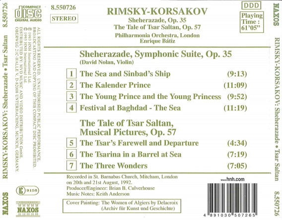 baixar álbum RimskyKorsakov, Philharmonia Orchestra, London, Enrique Bátiz - Sheherazade Op 35 The Tale Of Tsar Saltan Op 57