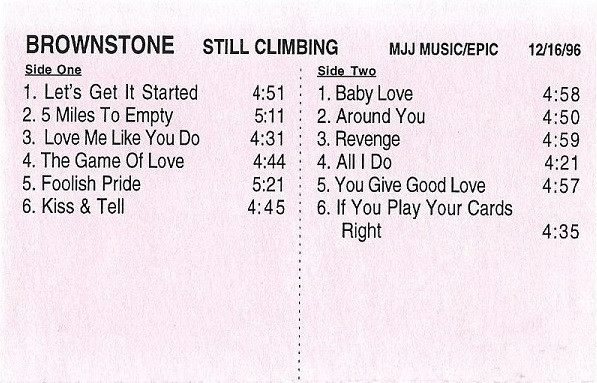 Brownstone – Still Climbing (1997, CD) - Discogs