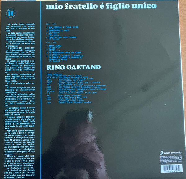 Mio Fratello Ãˆ Figlio Unico (Vinyl Legacy Edt. Vinile Originale Con  Libretto) - Gaetano Rino - LP