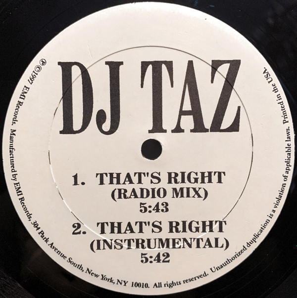 télécharger l'album DJ Taz - Thats Right Remix