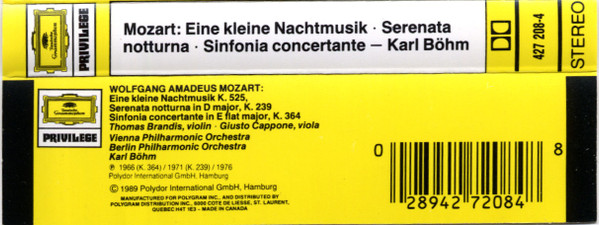 baixar álbum Download Wolfgang Amadeus Mozart Karl Böhm - Eine Kleine Nachtmusik Serenata Notturna K 239 Sinfonia Concertante K 364 album